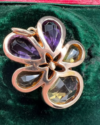Citrine and Amethyst Pansy Pendant