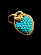 Pavé Turquoise Heart and Serpent Pendant