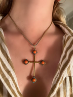 Coral and Enamel Gold Cross c.1870.