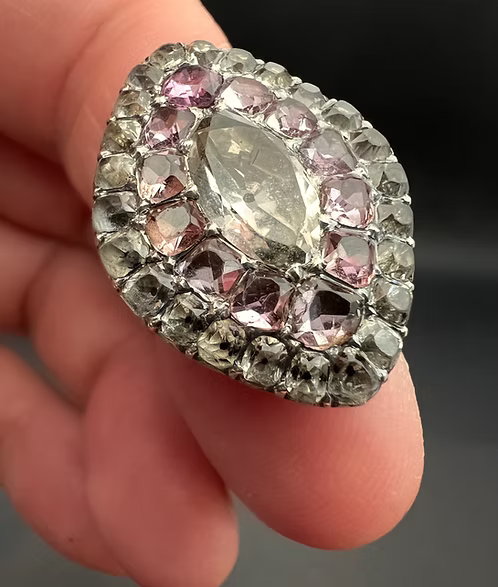 18th century Portuguese Rock Crystal and Pink Topaz Ring