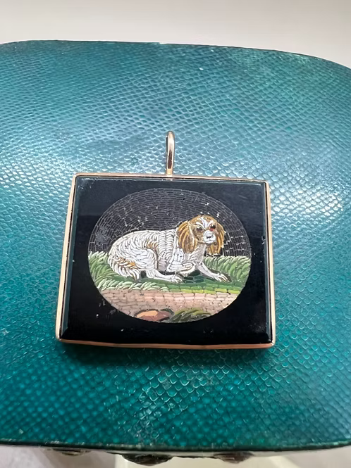 Micromosaic Spaniel pendant
