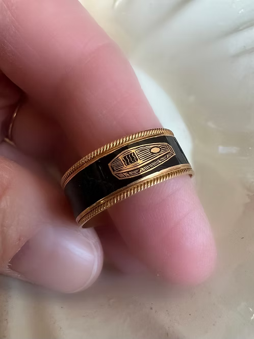 Enamel Coffin Ring
