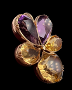 Citrine and Amethyst Pansy Pendant