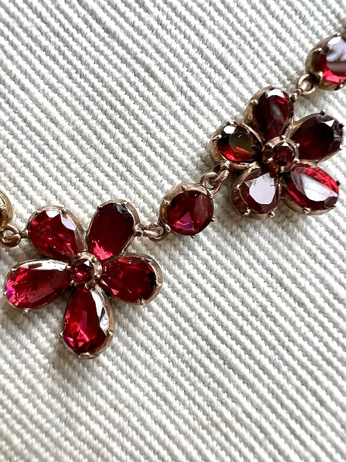 Georgian Garnet Pansy Necklace