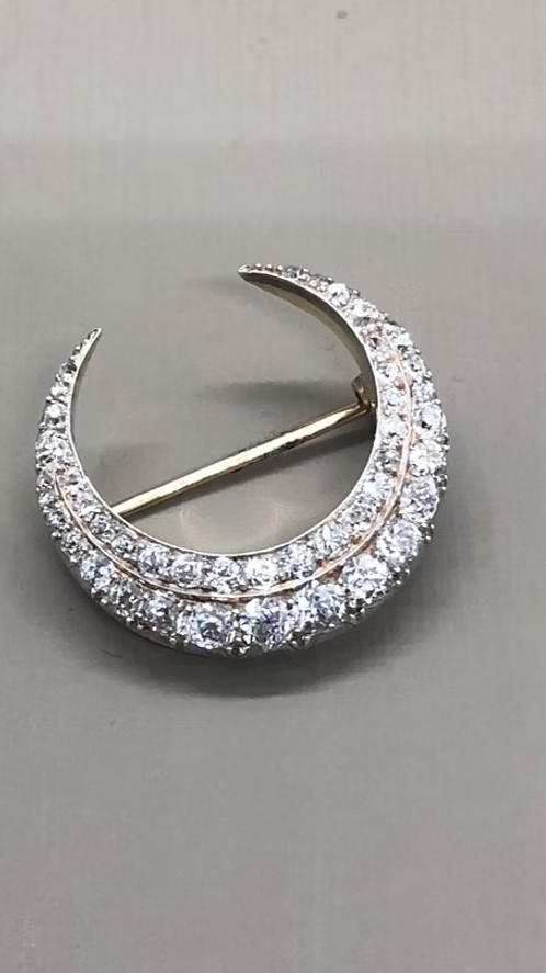 Victorian Old-Cut Diamond Crescent Moon