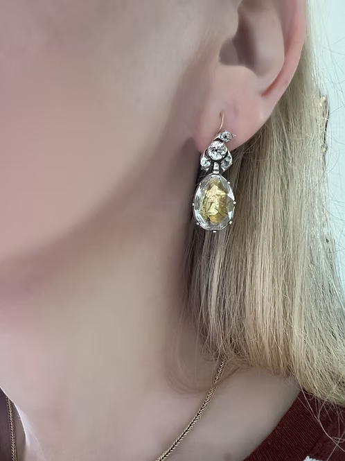 Foiled Georgian Rock Crystal Earrings