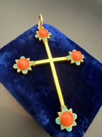 Coral and Enamel Gold Cross c.1870.