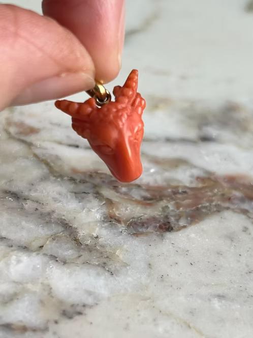 Coral Ram's Head Amulet