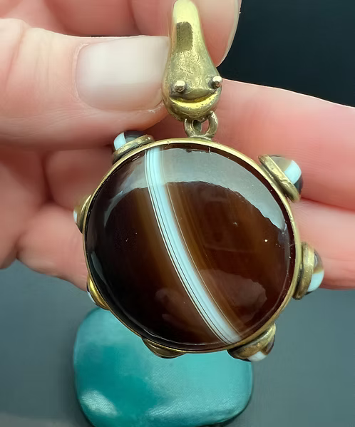 Victorian Agate Snake Pendant