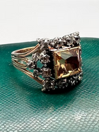 Topaz and Old Cut Diamond Georgian Ring