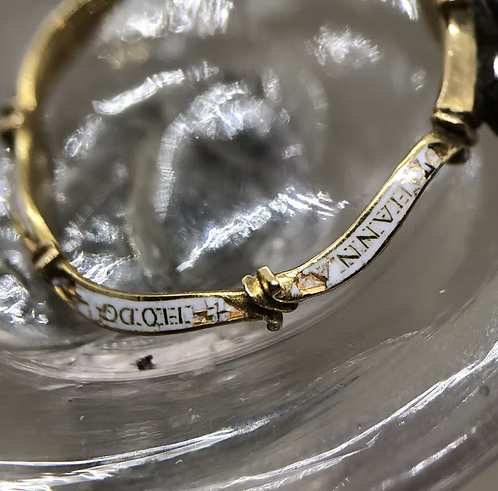 White enamel mourning ring for two members of the Hodge family