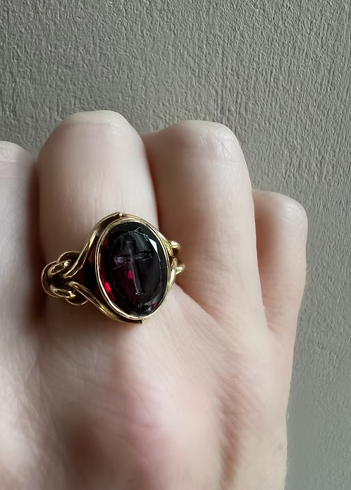 Garnet Intaglio Mourning Ring
