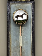 Essex crystal stickpin of jockey and racehorse