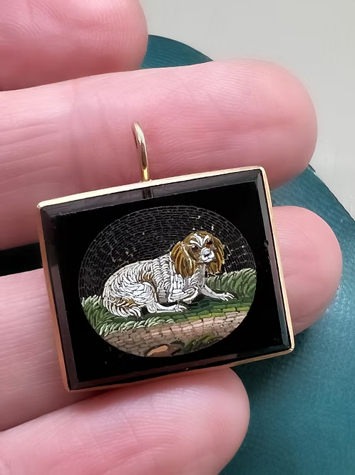 Micromosaic Spaniel pendant