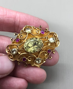 Holbeinesque Chrysoberyl and Ruby Brooch