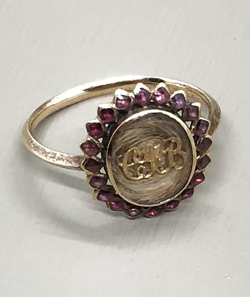 Georgian Garnet Halo Mourning Ring