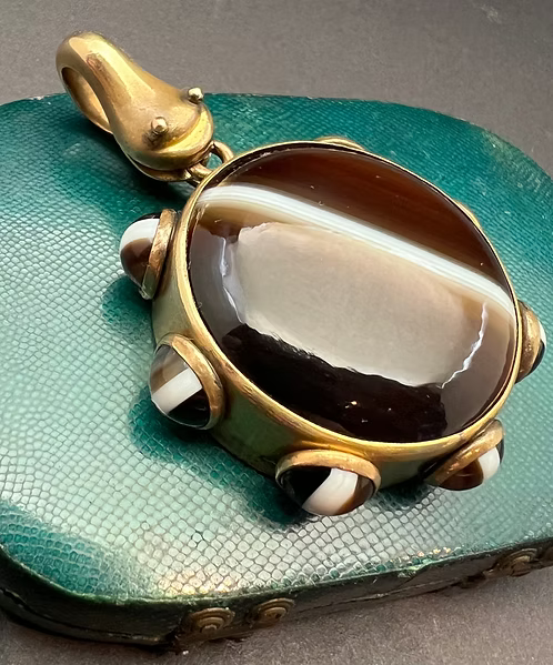 Victorian Agate Snake Pendant