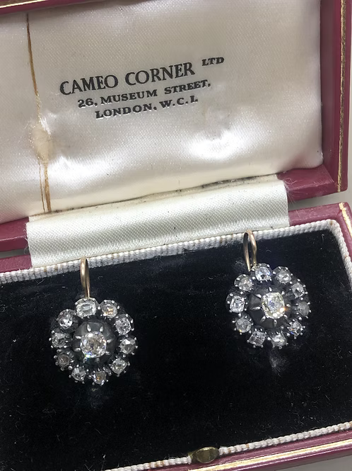 Early Victorian diamond cluster earrings