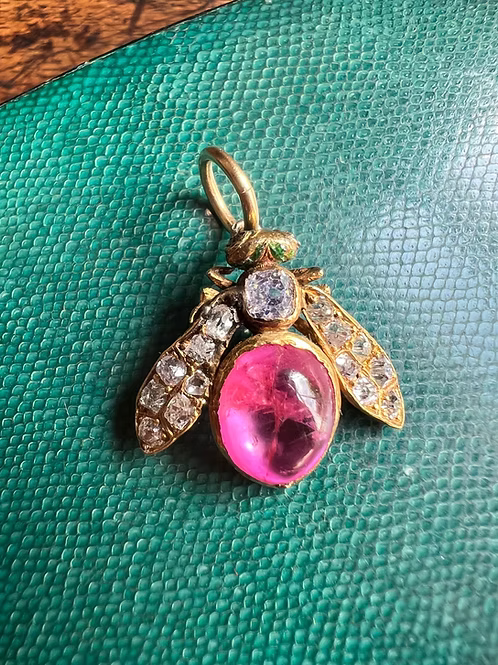 Ruby and Diamond Fly Pendant