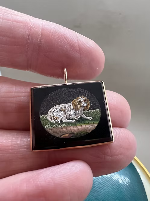 Micromosaic Spaniel pendant
