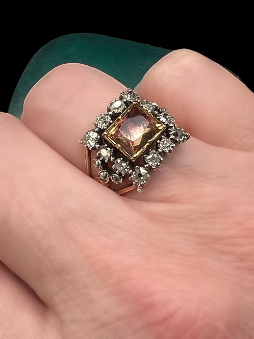 Topaz and Old Cut Diamond Georgian Ring