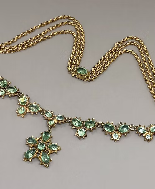 Pinchbeck and Peridot Paste Georgian Necklace