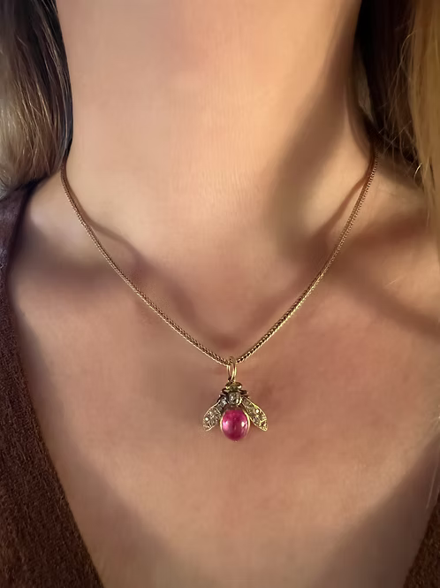 Ruby and Diamond Fly Pendant