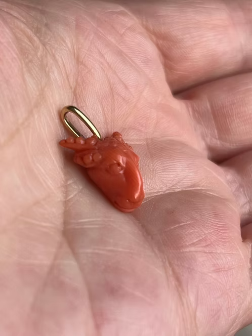 Coral Ram's Head Amulet