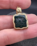 Bloodstone Elephant Intaglio Pendant