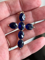 Cobalt blue rose-cut paste cross