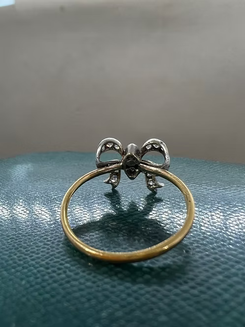 Old Cut Diamond Bow Ring