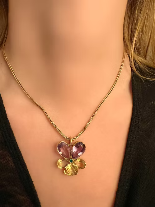 Citrine and Amethyst Pansy