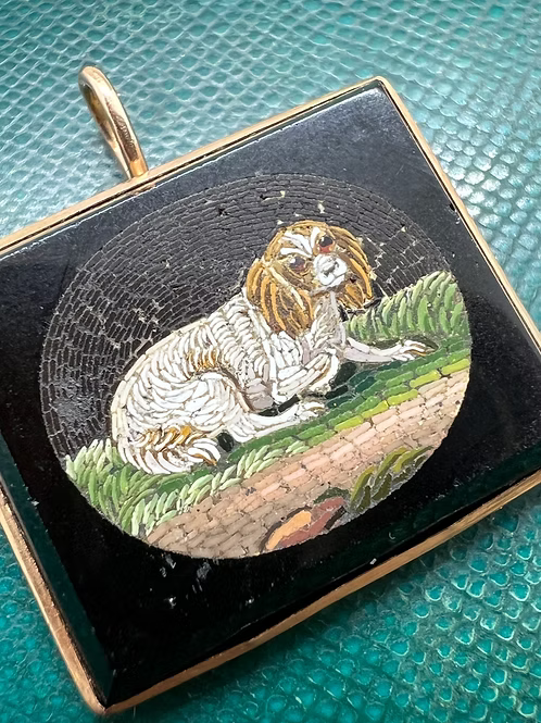 Micromosaic Spaniel pendant