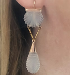 Carved chalcedony shell earrings