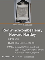 Rev Winchcombe Hartley