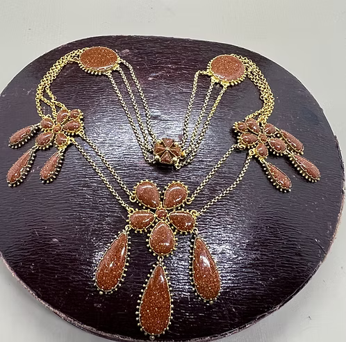Aventurine Georgian Pansy Necklace