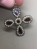Georgian garnet and pearl cruciform