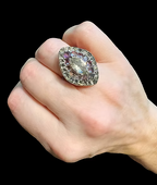 18th century Portuguese Rock Crystal and Pink Topaz Ring