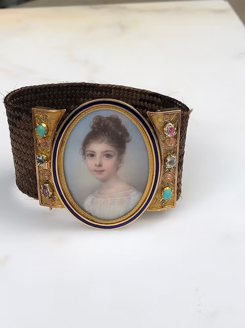 French Sentimental Portrait Miniature of a Young Girl c.1830