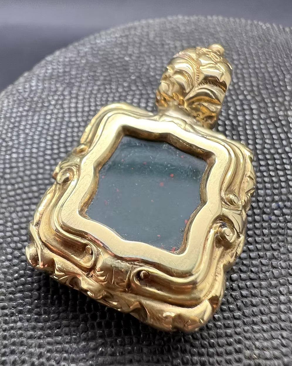 Bloodstone Elephant Intaglio Pendant