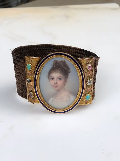 French Sentimental Portrait Miniature of a Young Girl c.1830