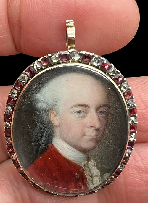 Jewelled Portrait Miniature Pendant