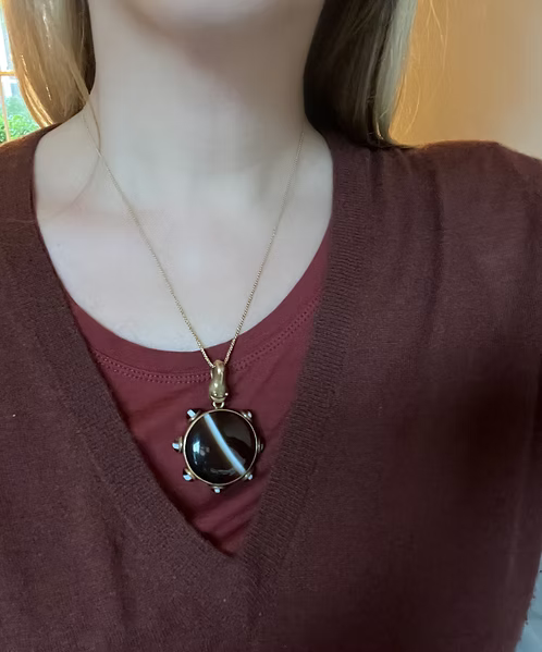 Victorian Agate Snake Pendant