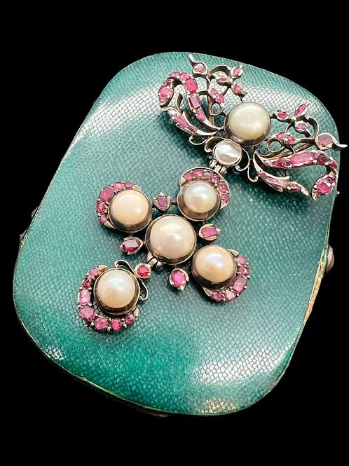 Ruby and River Pearl Rococo Pendant