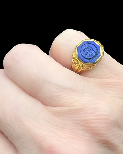 Lapis Signet Locket Ring