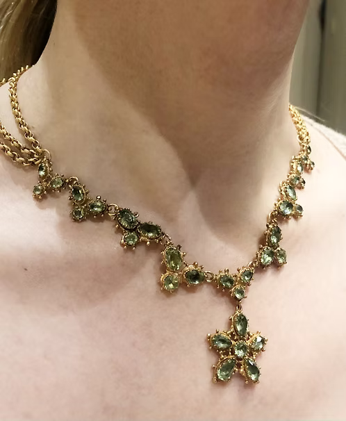 Pinchbeck and Peridot Paste Georgian Necklace