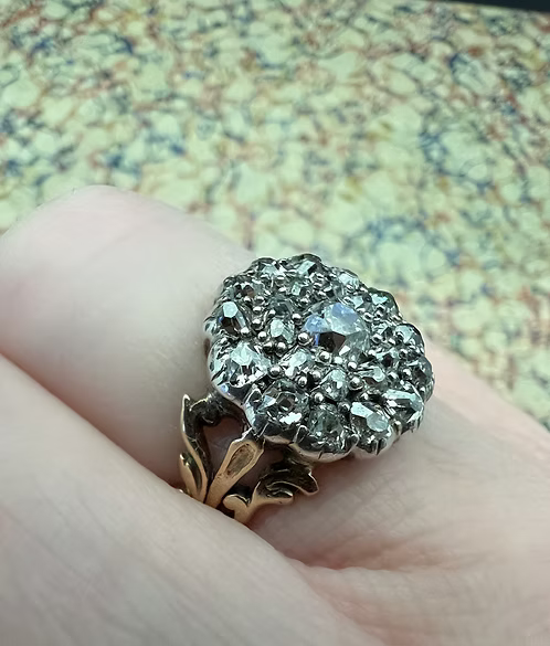 Old Cut Diamond Cluster Ring