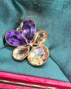 Citrine and Amethyst Pansy Pendant