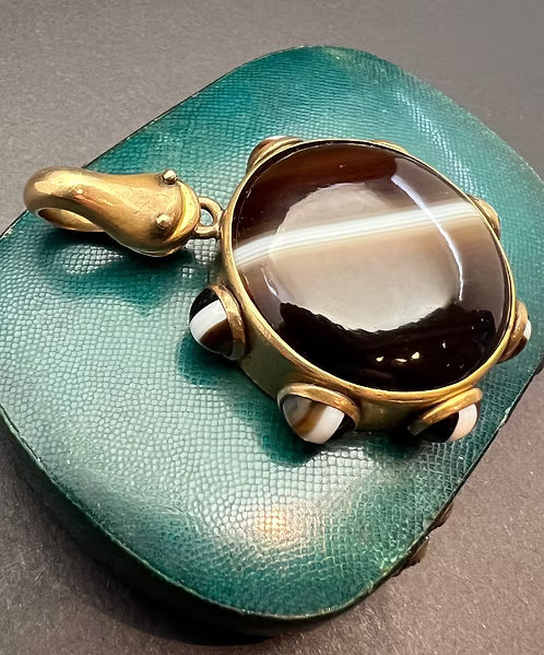 Victorian Agate Snake Pendant
