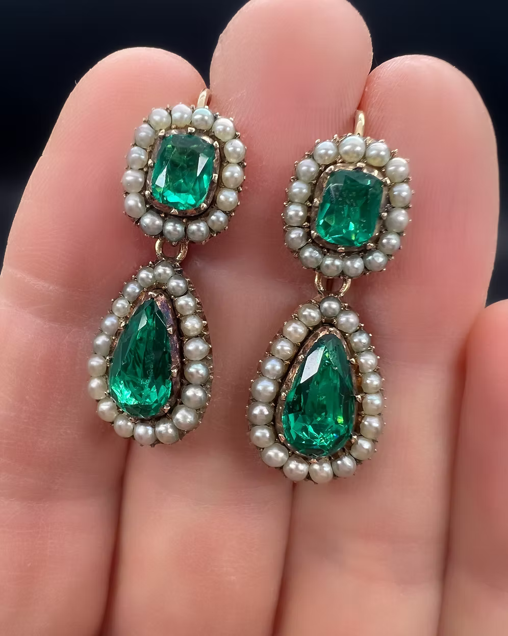 Georgian Paste and Pearl Earrings